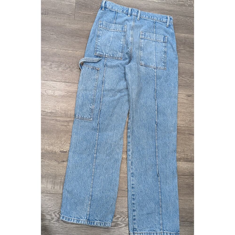 Zara Carpenter Jeans Size 4 Double Knee High Rise Straight - Picture 2 of 8
